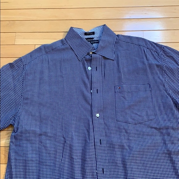 Tommy Hilfiger Short-sleeve Button Down Plaid Blue - Picture 2 of 5